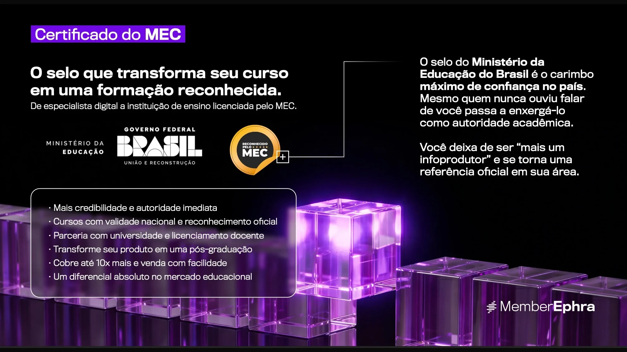 Certificado do MEC — selo do Ministério da Educação